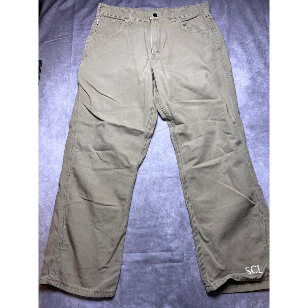 Carhartt FR Work Pants Mens 35x30 Tan Loose Fit Flame Resistant Canvas FRB159